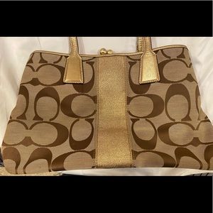 COACH Gold Signature Stripe Handbag